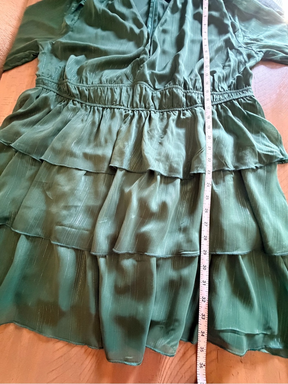 NWT Arula Emerald Green Tiered Ruffle Midi Dress Size A 1X - Picture 6 of 11